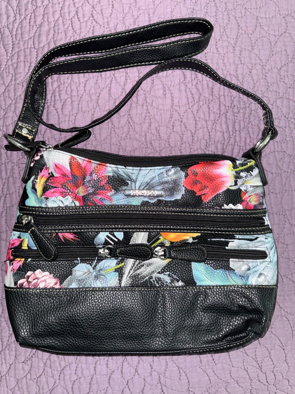 Stone & Co. Black Floral Crossbody Bag
